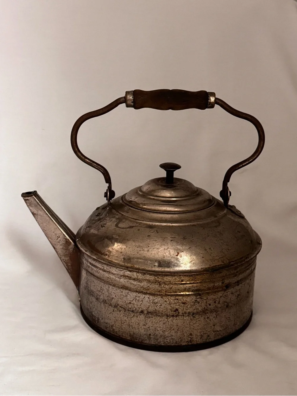 Vintage Primitive Tea Kettle Wood Handle